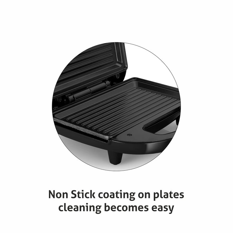 GLEN Electric Sandwich Maker Grill and Toast with Non Stick Coating Plates, 750W Black (3024BGRILL) 2 Years Warranty - Image 3