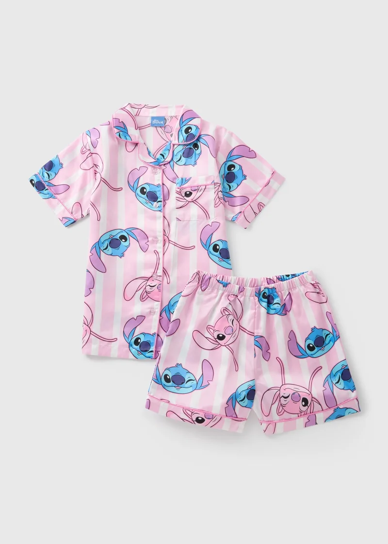 Matalan Girls Pink Stitch Satin Pyjamas