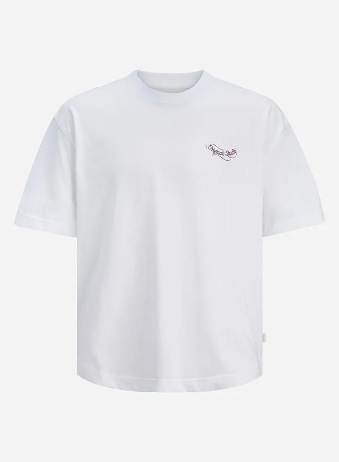 JACK & JONES White Crew Neck Back Graphic T-Shirt