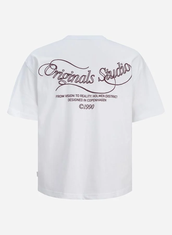 JACK & JONES White Crew Neck Back Graphic T-Shirt