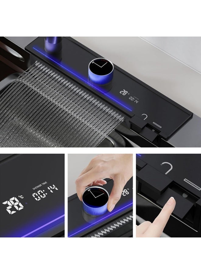 NOALED Kitchen Sink Digital Display Sink 304 Stainless Steel Sink Thickened Honeycomb Structure Raindance Waterfall Sink with Piano Key Pull-Out Faucet  - Image 2