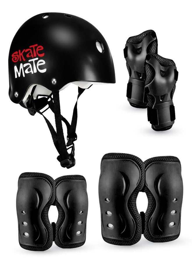 Jaspo Skate Mate Protective Skating Kit for Kids - Helmet with Adjuster, Knee Elbow Pads & Wrist Guards, Safety Gear Set for Skating, Cycling & Skateboarding (Black, Large) - Image 1