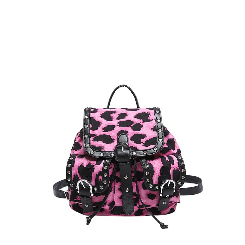 Vintage Leopard Print Fashionable Large Capacity Portable Shoulder Bag Women'S Distinctive Niche Backpack - Image 1