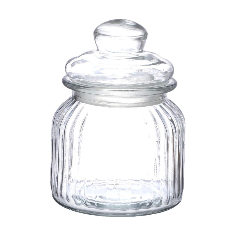 Cutting EDGE Glass Mimosa Jar 650ml Transparent Container for Dining Table Kitchen Aachar Pickle Sweets Chutney Dry Fruits Grocery with Airtight Curved Lid Set of 2 - Image 2
