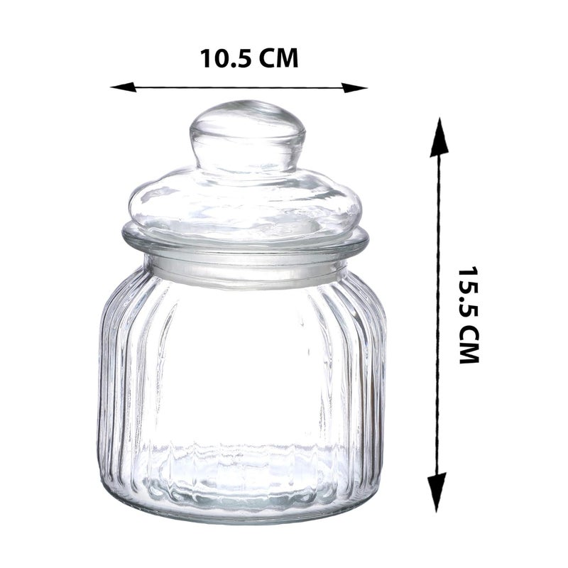 Cutting EDGE Glass Mimosa Jar 650ml Transparent Container for Dining Table Kitchen Aachar Pickle Sweets Chutney Dry Fruits Grocery with Airtight Curved Lid Set of 2 - Image 5
