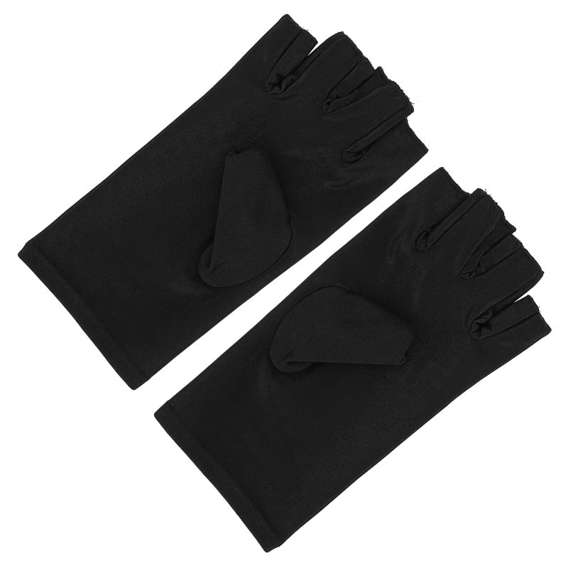 UV Light Protection Gloves Black Premium Fiber Cotton Fingerless Design - Lightweight Easy To Store Professional Manicure Gloves for Nail Salon Home Outdoor Activities - Image 5