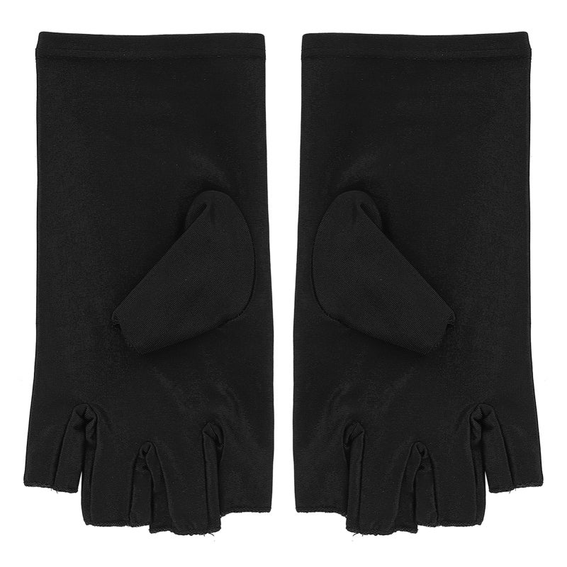 UV Light Protection Gloves Black Premium Fiber Cotton Fingerless Design - Lightweight Easy To Store Professional Manicure Gloves for Nail Salon Home Outdoor Activities - Image 2