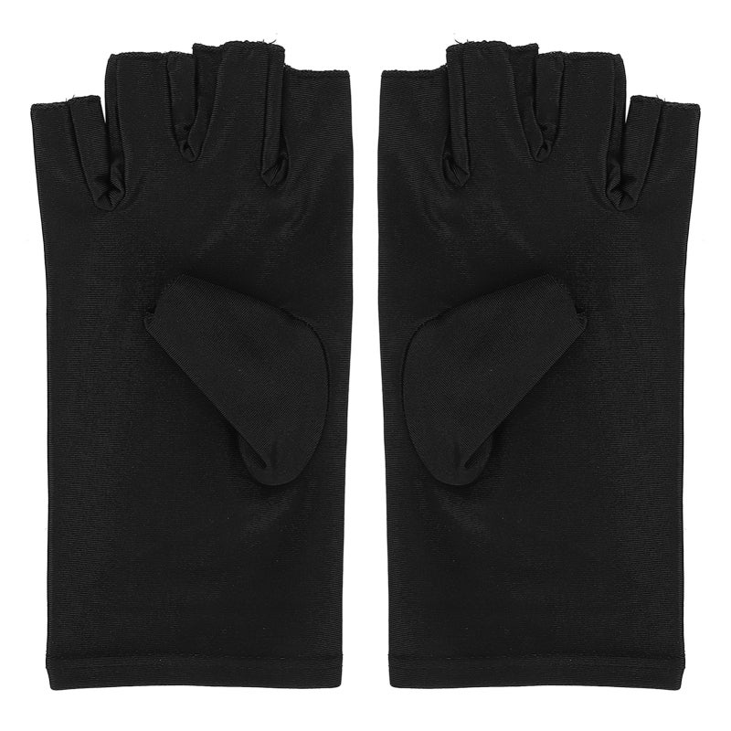 UV Light Protection Gloves Black Premium Fiber Cotton Fingerless Design - Lightweight Easy To Store Professional Manicure Gloves for Nail Salon Home Outdoor Activities - Image 1