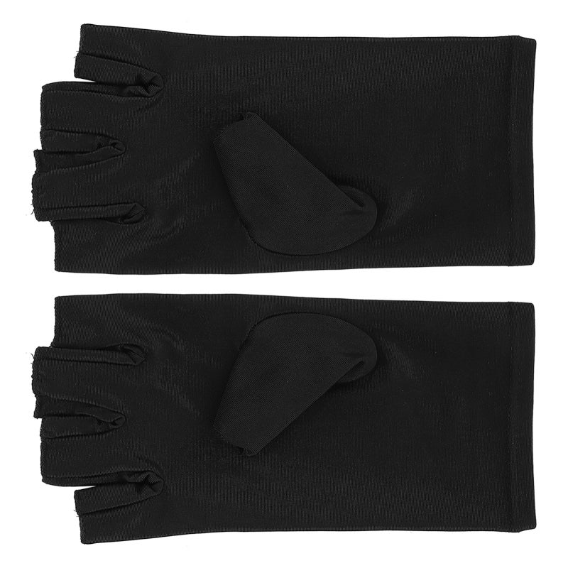 UV Light Protection Gloves Black Premium Fiber Cotton Fingerless Design - Lightweight Easy To Store Professional Manicure Gloves for Nail Salon Home Outdoor Activities - Image 4