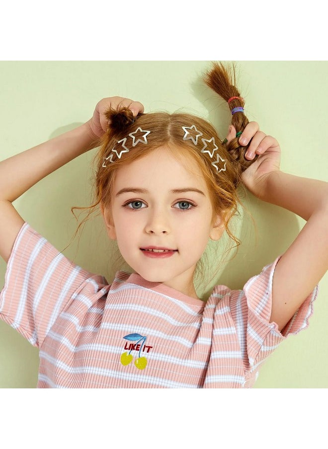 SAOROPEB - Star Hair Clips 2000S Y2K Snap Hair Barrettes Non Slip Star Hair Accessories Silver Metal Hair Clips For Girls Women 15 Pcs 1.18" - Image 1