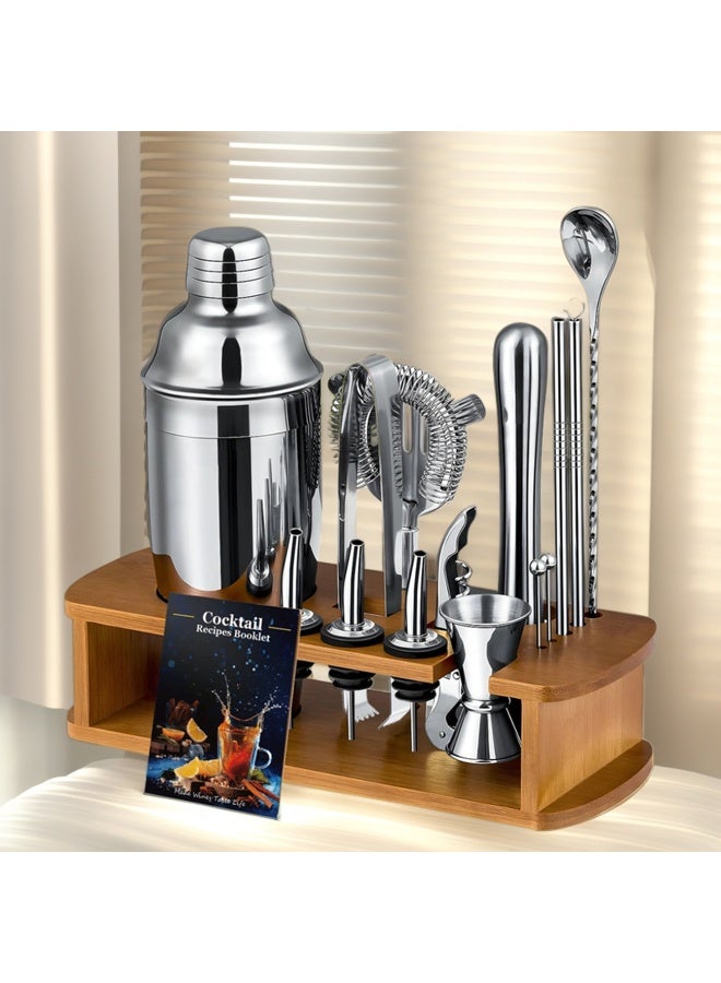 أولودينيز  طقم أدوات فاخر من الستانلس ستيل مع حامل خشبي – عدة تحضير مشروبات مع ملقط وإكسسوارات – مجموعة هدايا احترافية - Image 4