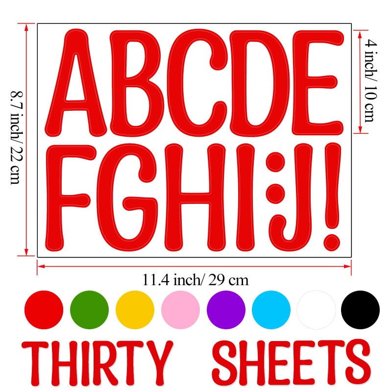 Bemeol 30 Sheets Large Letter Stickers 4 Inch Alphabet Letter Stickers Self Adhesive Sticker Letters for Bulletin Boards Classroom Home Decor(Multicolor) - Image 3