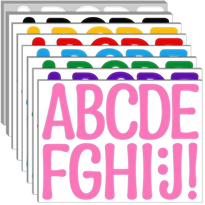 Bemeol 30 Sheets Large Letter Stickers 4 Inch Alphabet Letter Stickers Self Adhesive Sticker Letters for Bulletin Boards Classroom Home Decor(Multicolor) - Image 1