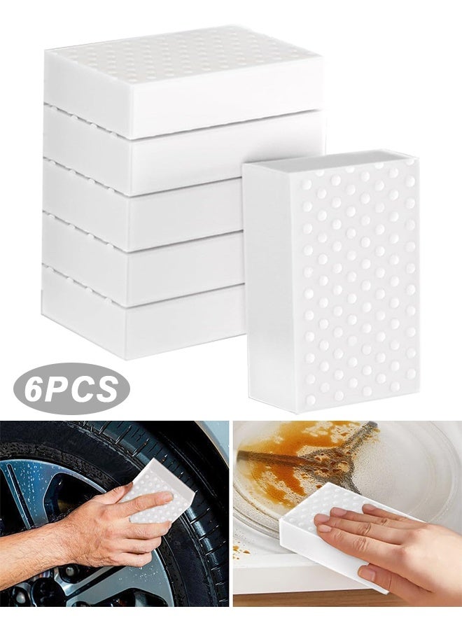6 عبوات إسفنجة ممحاة سحرية بكثافة مزدوجة، إسفنجة تنظيف منزلية متعددة الاستخدامات للمطبخ والأثاث، إسفنجات تنظيف ميلامين سميكة ومقاومة للاستخدام الطويل للحمام، الأرضيات، والجدران - Image 1