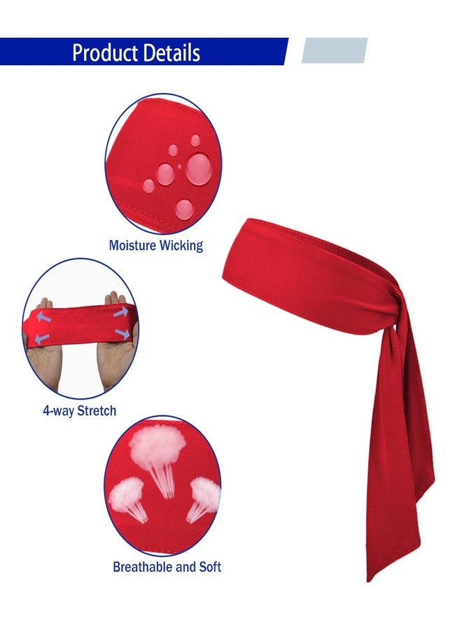 SRLLBBY Sport Tie Headbands Tennis Head Tie for Men Women Sports Fans Ninja Soccer Basketball Teams Head Ties Halloween (Red) - Image 3