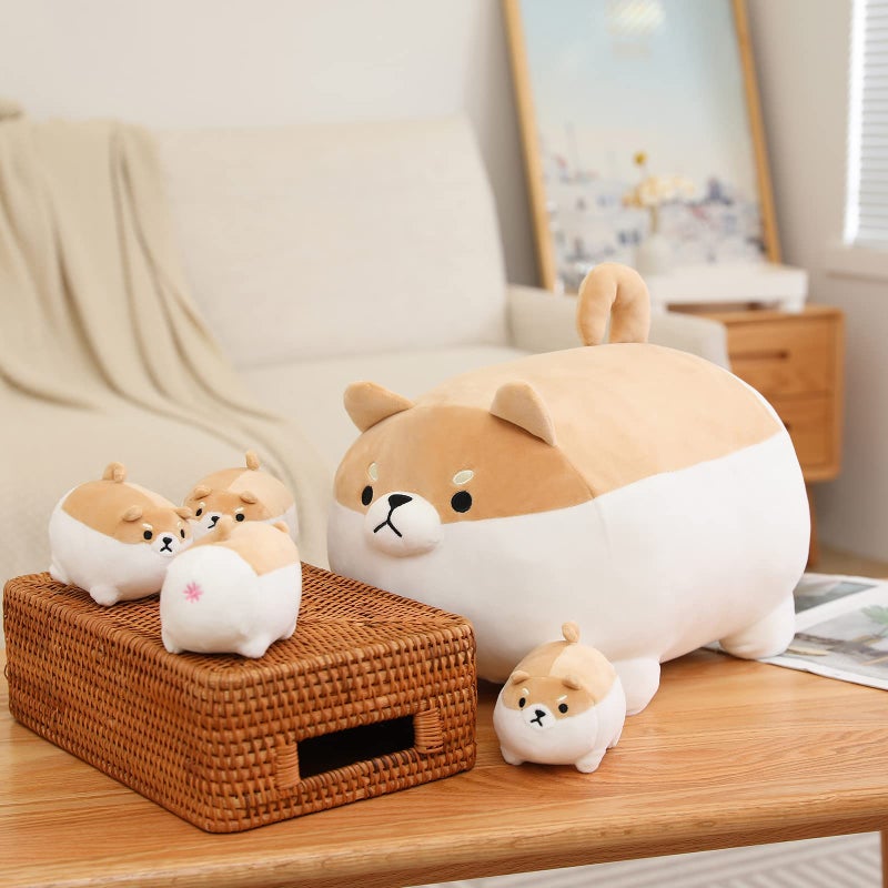 SQEQE Stuffed Animal Shiba Inu Plush Toy with 4 Baby Shiba Inu Plushies in her Tummy, Stuffed Cotton Plush Animal Toy Gift for Kids - Image 4