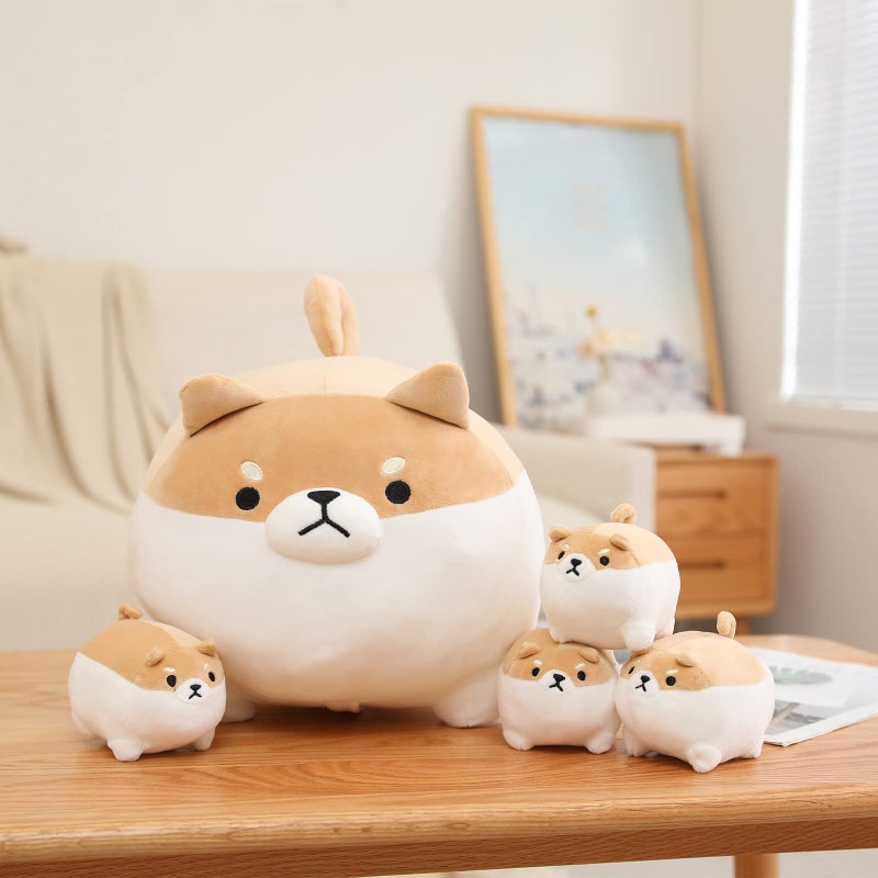 SQEQE Stuffed Animal Shiba Inu Plush Toy with 4 Baby Shiba Inu Plushies in her Tummy, Stuffed Cotton Plush Animal Toy Gift for Kids - Image 2
