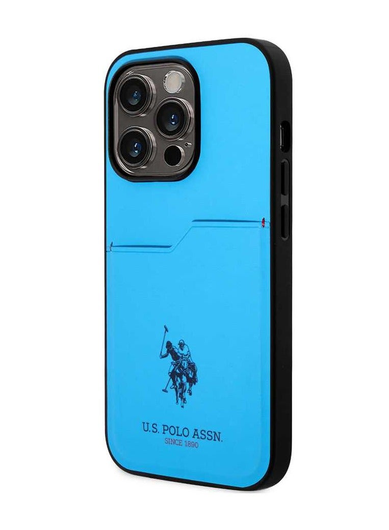 U.S.Polo PU Card Slot DH Hard Case for iPhone 14 Pro (6.1") - Blue - Image 1