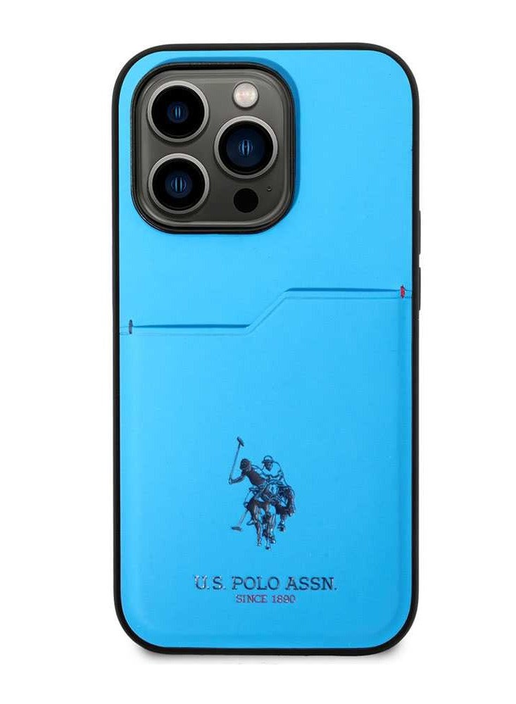 U.S.Polo PU Card Slot DH Hard Case for iPhone 14 Pro (6.1") - Blue - Image 2