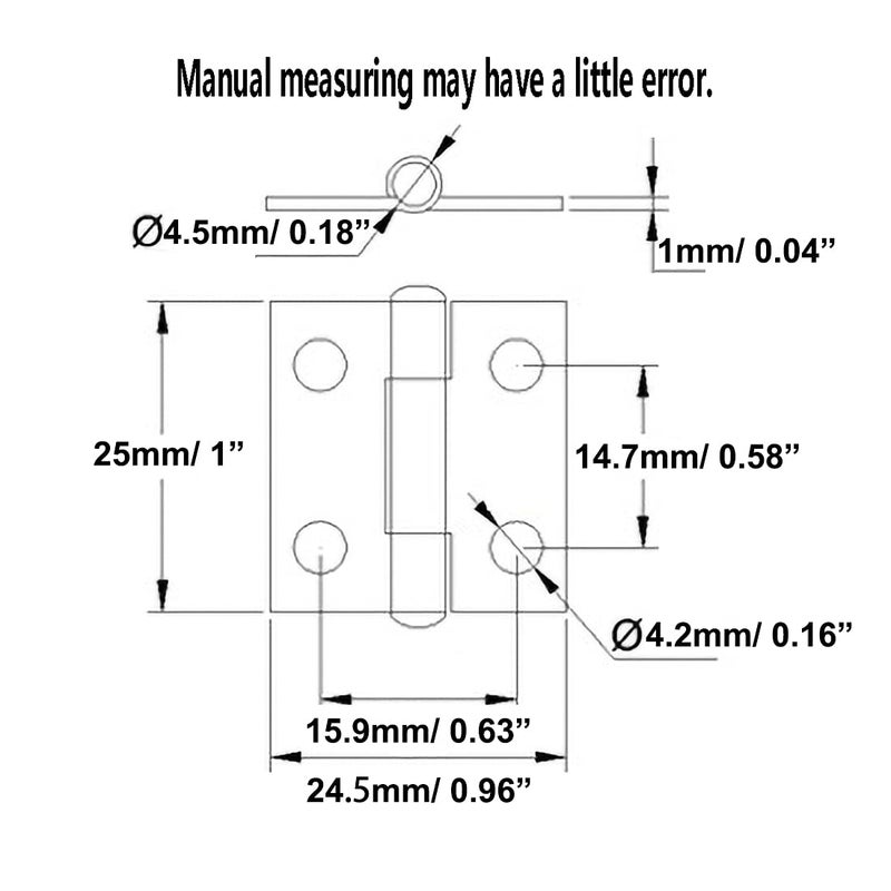 Adiyer 10Pcs 304 Stainless Steel 1-Inch Folding Butt Hinges Small Hinges Mini Door Hinges For Case Wooden Jewelry Box Lid Crafts (25Mm X 24.5Mm X 1Mm) - Image 2