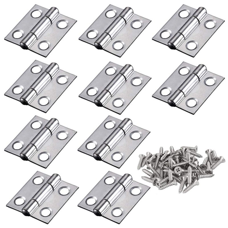 Adiyer 10Pcs 304 Stainless Steel 1-Inch Folding Butt Hinges Small Hinges Mini Door Hinges For Case Wooden Jewelry Box Lid Crafts (25Mm X 24.5Mm X 1Mm) - Image 1