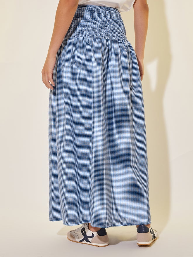 Take Two Take Two Checked Smocked Waist A-Line Maxi Skirt  - Image 4