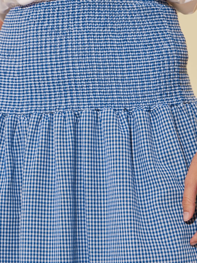 Take Two Take Two Checked Smocked Waist A-Line Maxi Skirt  - Image 3