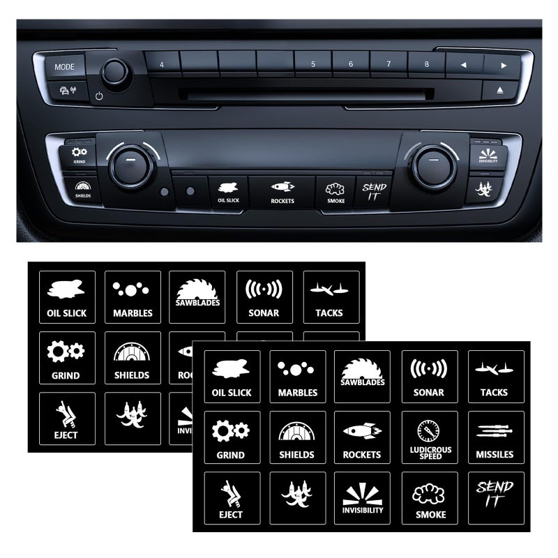 Dickno 2PCS Car Sticker and Decals Novelty for Car or Truck Unused Buttons Funny Automotive Label Dash Button Switch Control Vehicle Interior Decor Accessories - Image 3
