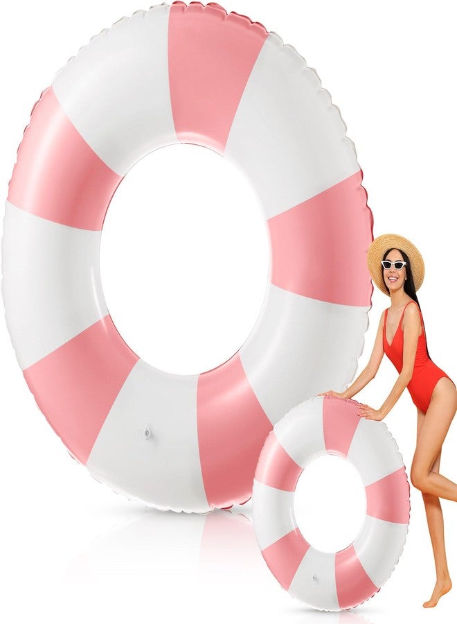 Arrowbash 1 Pcs Jumbo Inflatable Pool Float 47.24 Inch Floaties Tubes Classic Striped Pool Rings for Adult Inflatable Inner Tube for Swimming Beach - Image 1