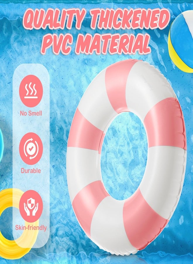 Arrowbash 1 Pcs Jumbo Inflatable Pool Float 47.24 Inch Floaties Tubes Classic Striped Pool Rings for Adult Inflatable Inner Tube for Swimming Beach - Image 3
