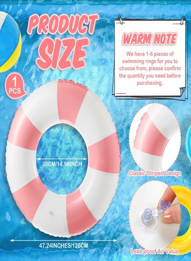 Arrowbash 1 Pcs Jumbo Inflatable Pool Float 47.24 Inch Floaties Tubes Classic Striped Pool Rings for Adult Inflatable Inner Tube for Swimming Beach - Image 2
