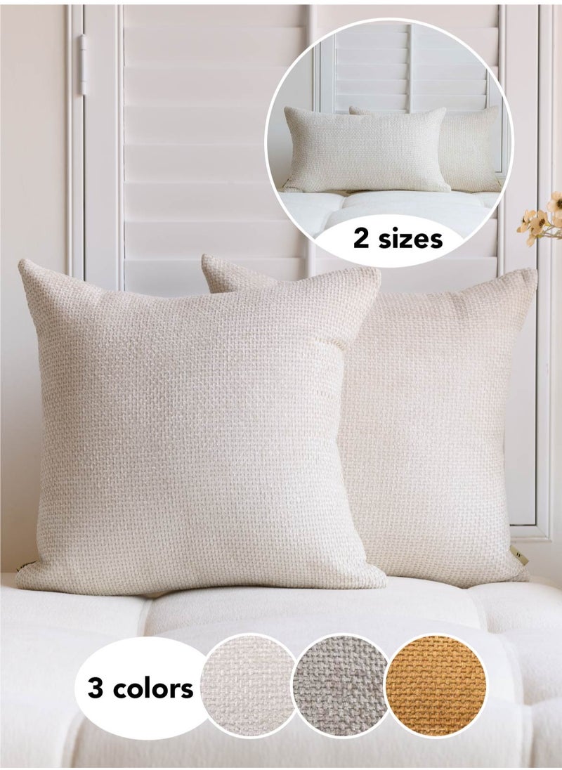 Generic Off White Chenille Cushion Cover Throw Pillow Covers Pack of 2 Modern Decorative Throw Pillow Covers Farmhouse Cross Throw Pillow Covers  - Image 1