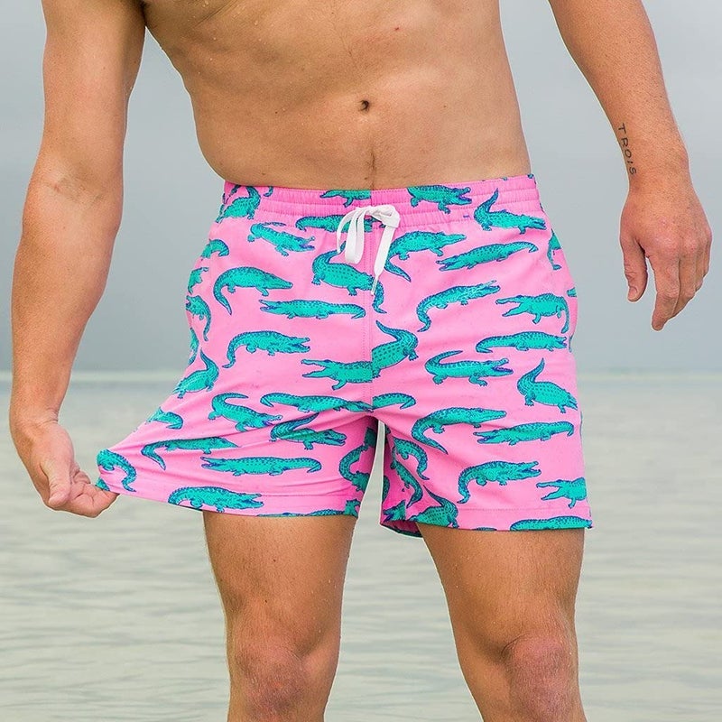 Chubbies Mens Swim Trunks â€“ Mens Swim Shorts with 4-Way Stretch, 7â€ Beach Shorts with Elastic Waist, Drawstring, Mesh Lining, UPF 50+, Pink,Green, L - Image 3