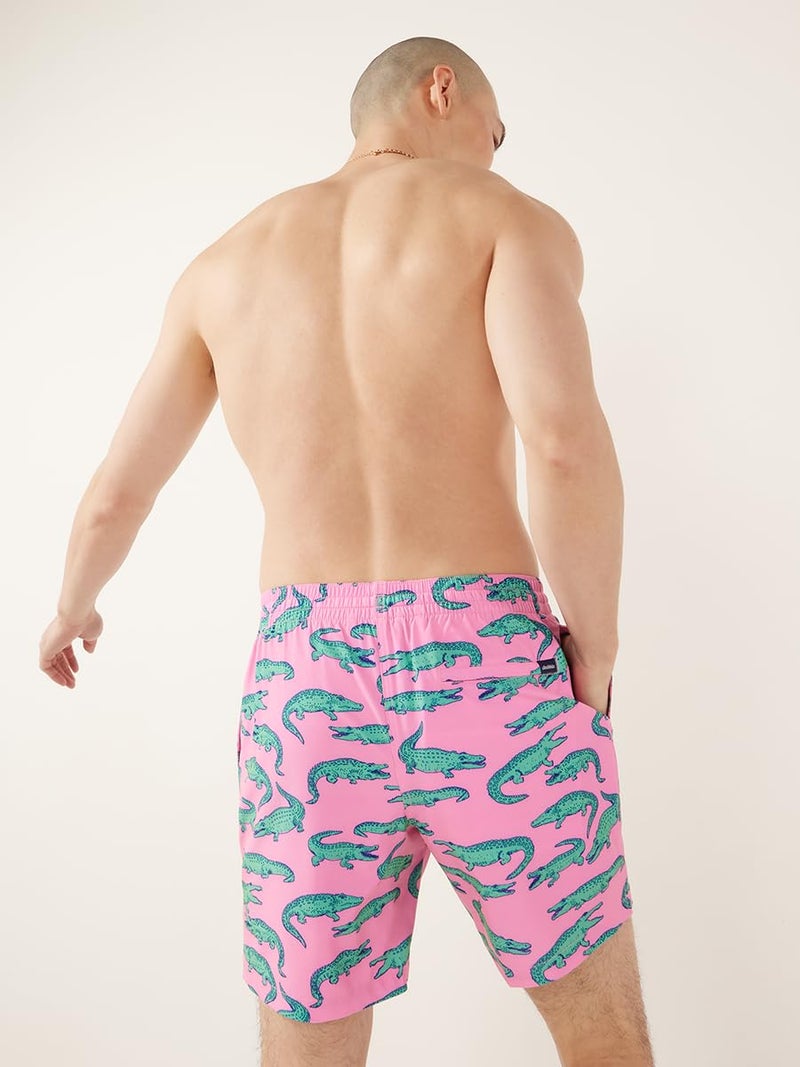 Chubbies Mens Swim Trunks â€“ Mens Swim Shorts with 4-Way Stretch, 7â€ Beach Shorts with Elastic Waist, Drawstring, Mesh Lining, UPF 50+, Pink,Green, L - Image 2
