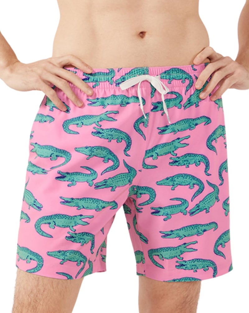 Chubbies Mens Swim Trunks â€“ Mens Swim Shorts with 4-Way Stretch, 7â€ Beach Shorts with Elastic Waist, Drawstring, Mesh Lining, UPF 50+, Pink,Green, L - Image 1