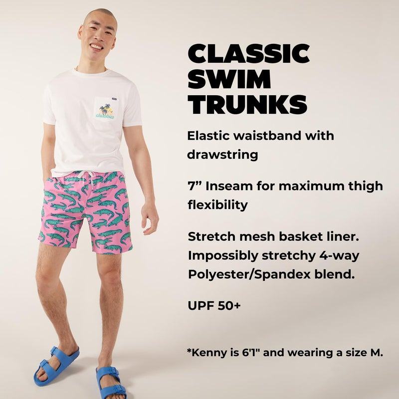 Chubbies Mens Swim Trunks â€“ Mens Swim Shorts with 4-Way Stretch, 7â€ Beach Shorts with Elastic Waist, Drawstring, Mesh Lining, UPF 50+, Pink,Green, L - Image 4