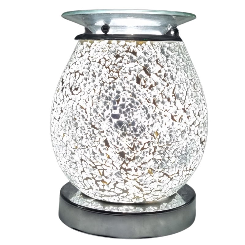 Cello Silver Mosaic Touch Electric Melt Burner  Wax Melt  Oil Burner New Home Gifts Home Decor Room Decor Bedroom Accessories  Office Accessories Electric Diffuser With Light Bulb