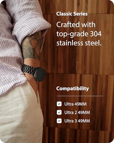 Fullmosa Metal Band Compatible with Apple Watch Bands Ultra3 2 1 49mm, Stainless Steel Strap iWatch Band with Case for Apple Watch, Black - Image 3