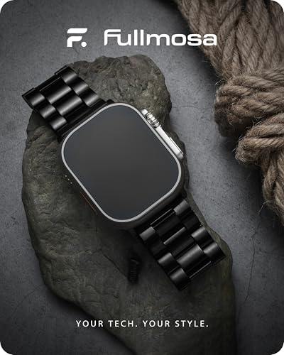 Fullmosa Metal Band Compatible with Apple Watch Bands Ultra3 2 1 49mm, Stainless Steel Strap iWatch Band with Case for Apple Watch, Black - Image 2
