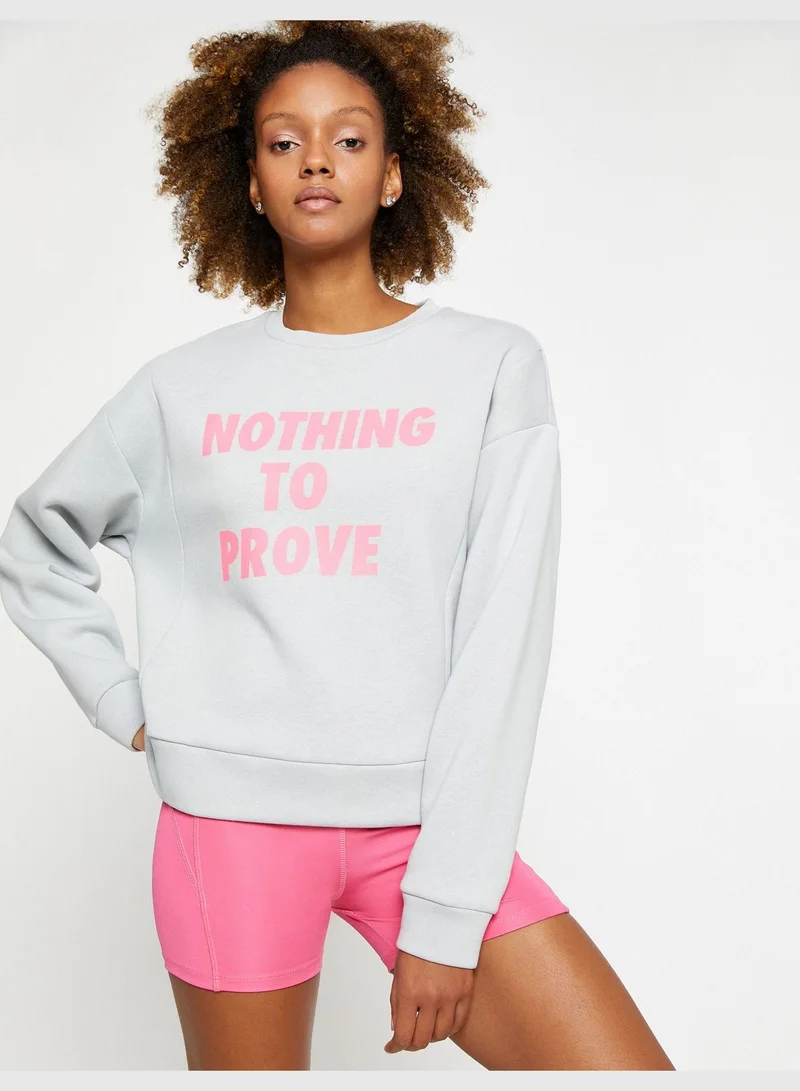 KOTON Slogan Printed Cotton Rich Sport Sweatshirt