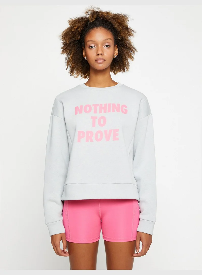KOTON Slogan Printed Cotton Rich Sport Sweatshirt