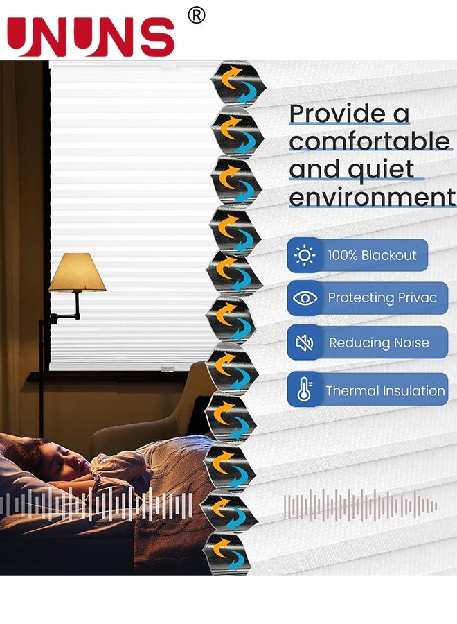 UNUNS Pleated Blinds,60x100CM Pleated Window Shades White Light Filtering Top-Down Honeycomb Pull Down Blinds for Windows and Skylights,Home Decor,White - Image 2