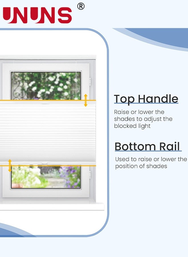 UNUNS Pleated Blinds,60x100CM Pleated Window Shades White Light Filtering Top-Down Honeycomb Pull Down Blinds for Windows and Skylights,Home Decor,White - Image 4