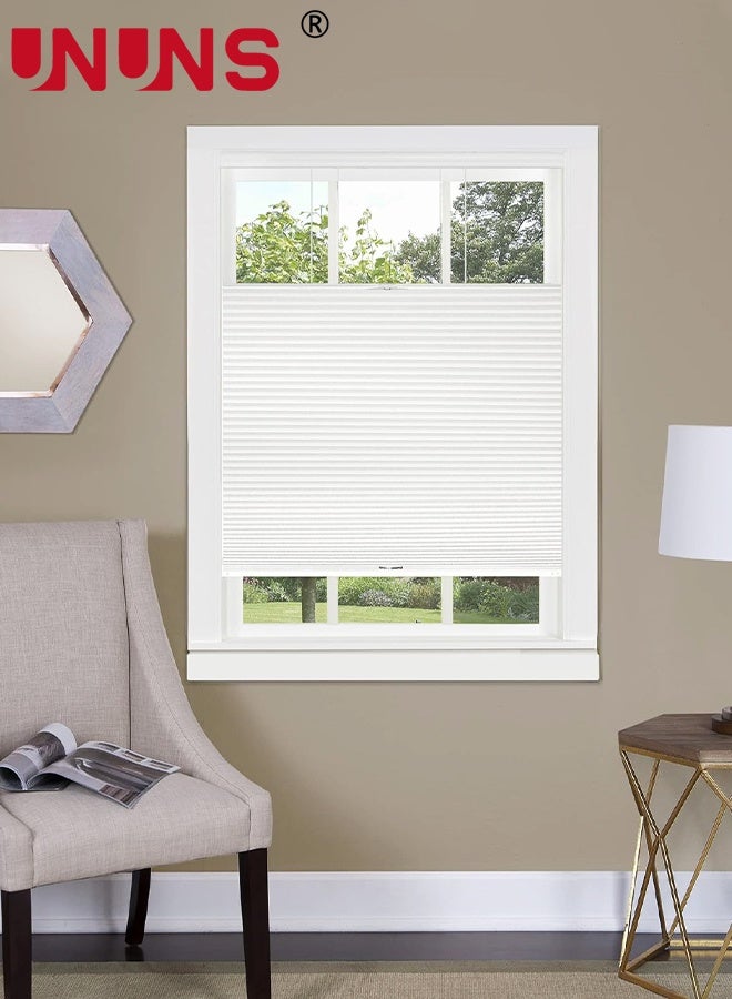 UNUNS Pleated Blinds,60x100CM Pleated Window Shades White Light Filtering Top-Down Honeycomb Pull Down Blinds for Windows and Skylights,Home Decor,White - Image 1
