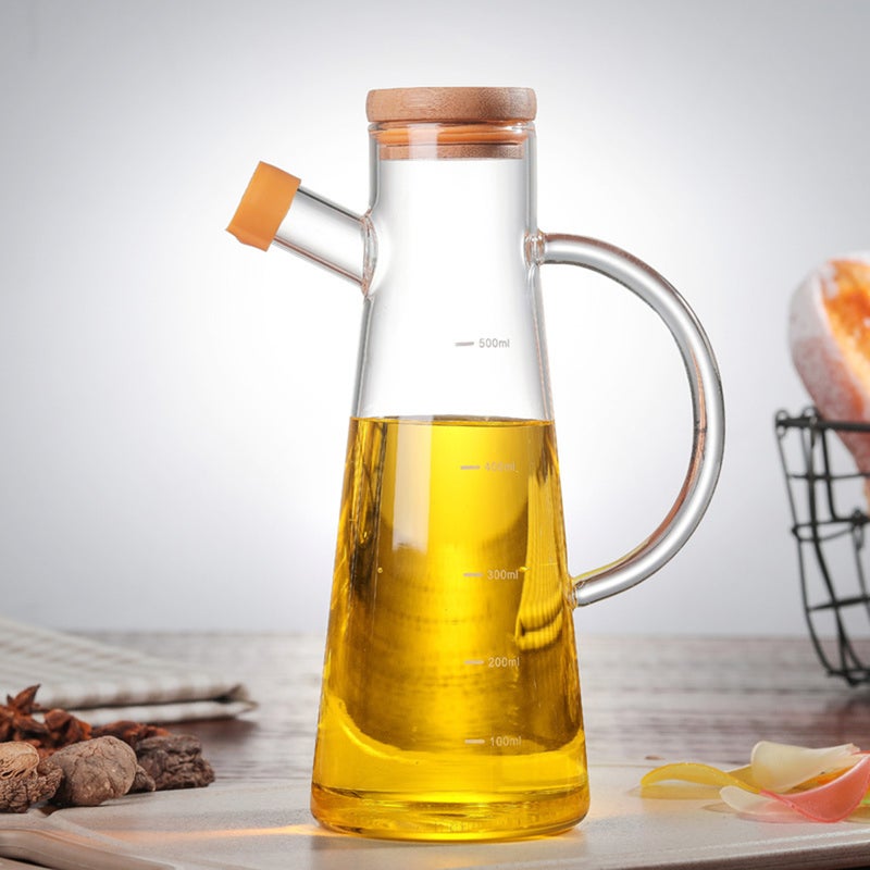 Heat Resistance Glass Oiler Leak- Pot Kitchen Oil Bottle with Scale (500ml) - Image 2