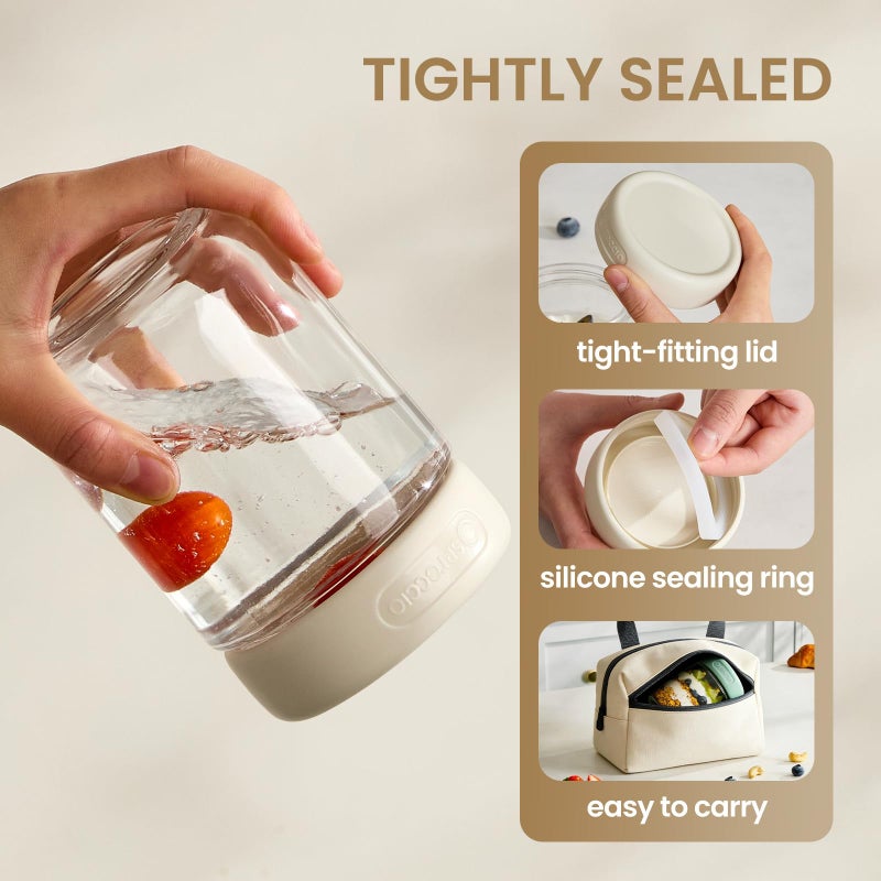 Spreccio 6-Pack 16oz Glass Jars with Lids, Glass Storage Jars, Yogurt Containers with Lids for Chia Pudding Salad Cereal Coffee Seed Spices - Image 3