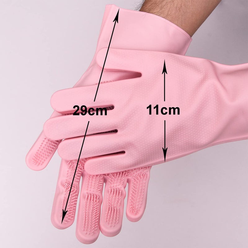 Kuber Industries Kuber Industries Kitchen Gloves|Silicone Kitchen Dish Washing Gloves|Scrubbing Gloves for Kitchen|Car Cleaning Gloves|Bathroom Cleaning Gloves|1 Pair (Pink) - Image 3