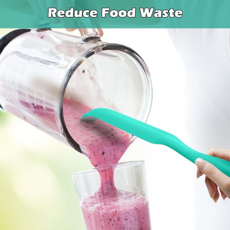 Demao Silicone Blender Spatula & Scraper - Under-Blade & Jar Accessory with Long Handle, Nonstick Surface and Hanging Holes (Cyan) - Image 3