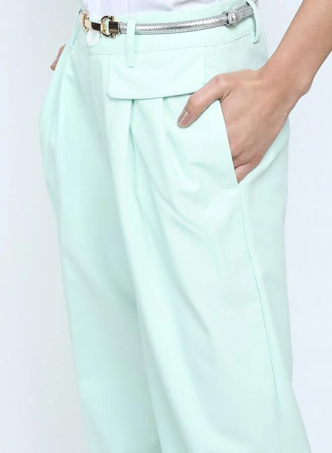 Tokyo Talkies Tokyo Talkies Mid Rise Parallel Trousers with Belt Loop
