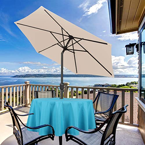 youngseahome Outdoor Tablecloth Wrinkle-Free Stain Resistant Waterproof Polyester Fabric Table Cover with Zipper Umbrella Hole for Picnic/Party/Dinner/Patio Garden(60×84inch,Zippered,Aqua) - Image 4